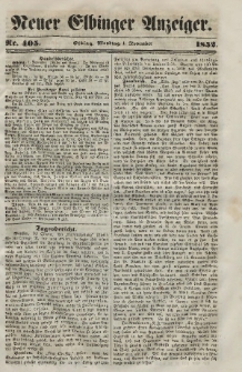 Neuer Elbinger Anzeiger, Nr. 405. Montag, 1. November 1852