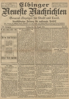 Elbinger Neueste Nachrichten, Nr. 203 Freitag 30 August 1912 64. Jahrgang