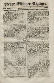 Neuer Elbinger Anzeiger, Nr. 406. Mittwoch, 3. November 1852