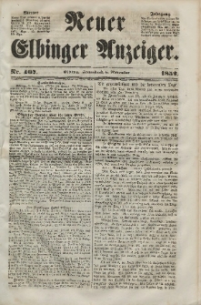 Neuer Elbinger Anzeiger, Nr. 407. Sonnabend, 6. November 1852
