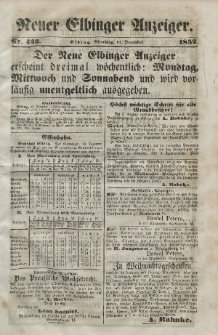 Neuer Elbinger Anzeiger, Nr. 423. Montag, 13. Dezember 1852
