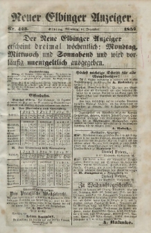 Neuer Elbinger Anzeiger, Nr. 423. Montag, 13. Dezember 1852