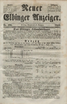 Neuer Elbinger Anzeiger, Nr. 425. Sonnabend, 18. Dezember 1852