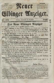 Neuer Elbinger Anzeiger, Nr. 430. Mittwoch, 29. Dezember 1852