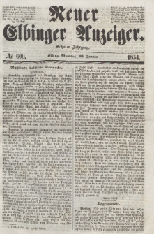 Neuer Elbinger Anzeiger, Nr. 600. Montag, 30. Januar 1854