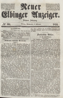 Neuer Elbinger Anzeiger, Nr. 601. Mittwoch, 1. Februar 1854