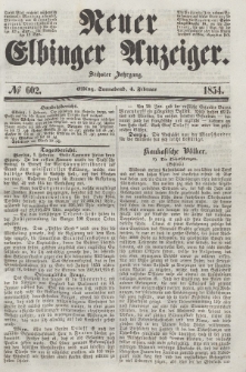 Neuer Elbinger Anzeiger, Nr. 602. Sonnabend, 4. Februar 1854