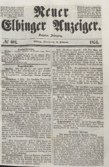 Neuer Elbinger Anzeiger, Nr. 604. Mittwoch, 8. Februar 1854
