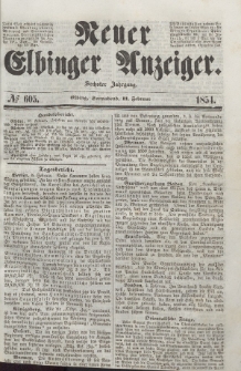 Neuer Elbinger Anzeiger, Nr. 605. Sonnabend, 11. Februar 1854