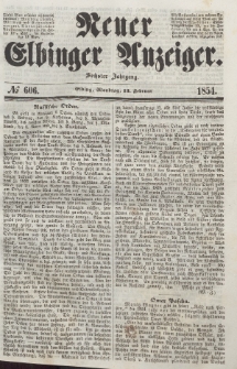 Neuer Elbinger Anzeiger, Nr. 606. Montag, 13. Februar 1854