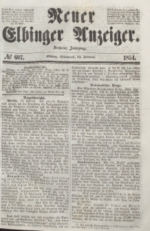 Neuer Elbinger Anzeiger, Nr. 607. Mittwoch, 15. Februar 1854