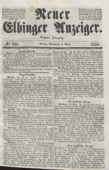 Neuer Elbinger Anzeiger, Nr. 613. Mittwoch, 1. März 1854