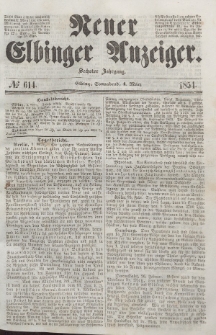 Neuer Elbinger Anzeiger, Nr. 614. Sonnabend, 4. März 1854
