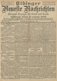 Elbinger Neueste Nachrichten, Nr. 207 Mittwoch 4 September 1912 64. Jahrgang