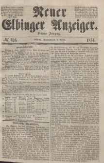 Neuer Elbinger Anzeiger, Nr. 626. Sonnabend, 1. April 1854
