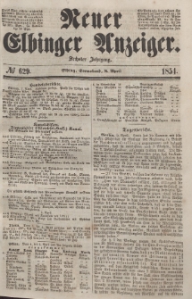 Neuer Elbinger Anzeiger, Nr. 629. Sonnabend, 8. April 1854