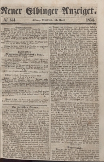 Neuer Elbinger Anzeiger, Nr. 631. Mittwoch, 12. April 1854