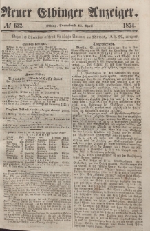 Neuer Elbinger Anzeiger, Nr. 632. Sonnabend, 15. April 1854