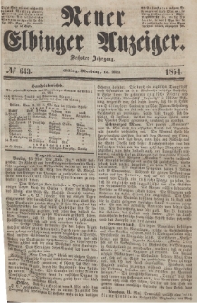 Neuer Elbinger Anzeiger, Nr. 643. Montag, 15. Mai 1854