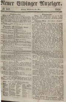 Neuer Elbinger Anzeiger, Nr. 647. Mittwoch, 24. Mai 1854