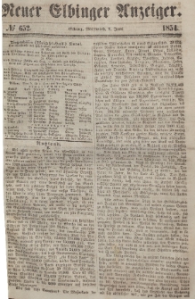 Neuer Elbinger Anzeiger, Nr. 652. Mittwoch, 7. Juni 1854