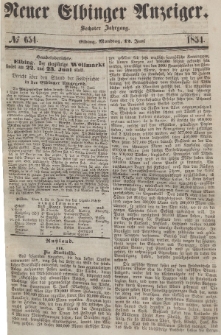Neuer Elbinger Anzeiger, Nr. 654. Montag, 12. Juni 1854