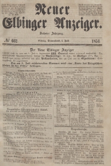 Neuer Elbinger Anzeiger, Nr. 662. Sonnabend, 1. Juli 1854