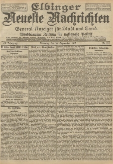 Elbinger Neueste Nachrichten, Nr. 212 Dienstag 10 September 1912 64. Jahrgang