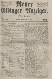 Neuer Elbinger Anzeiger, Nr. 671. Sonnabend, 22. Juli 1854