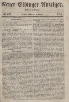 Neuer Elbinger Anzeiger, Nr. 676. Mittwoch, 2. August 1854
