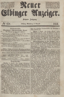 Neuer Elbinger Anzeiger, Nr. 678. Montag, 7. August 1854