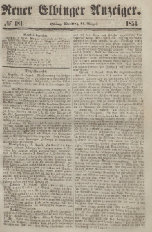 Neuer Elbinger Anzeiger, Nr. 681. Montag, 14. August 1854