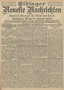 Elbinger Neueste Nachrichten, Nr. 214 Donnerstag 12 September 1912 64. Jahrgang