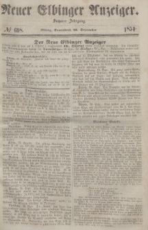 Neuer Elbinger Anzeiger, Nr. 698. Sonnabend, 23. September 1854