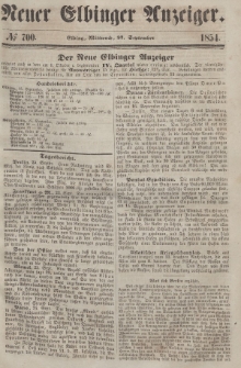 Neuer Elbinger Anzeiger, Nr. 700. Mittwoch, 27. September 1854