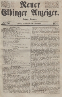 Neuer Elbinger Anzeiger, Nr. 701. Sonnabend, 30. September 1854