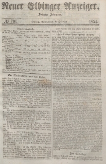 Neuer Elbinger Anzeiger, Nr. 704. Sonnabend, 7. Oktober 1854