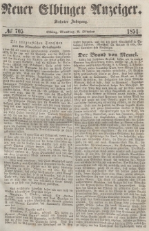 Neuer Elbinger Anzeiger, Nr. 705. Montag, 9. Oktober 1854