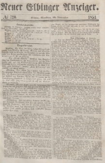 Neuer Elbinger Anzeiger, Nr. 720. Montag, 13. November 1854