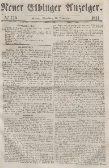 Neuer Elbinger Anzeiger, Nr. 720. Montag, 13. November 1854