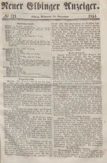 Neuer Elbinger Anzeiger, Nr. 721. Mittwoch, 15. November 1854
