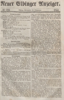 Neuer Elbinger Anzeiger, Nr. 724. Mittwoch, 22. November 1854