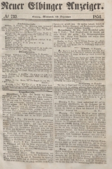 Neuer Elbinger Anzeiger, Nr. 733. Mittwoch, 13. Dezember 1854