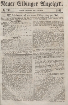 Neuer Elbinger Anzeiger, Nr. 736. Mittwoch, 20. Dezember 1854