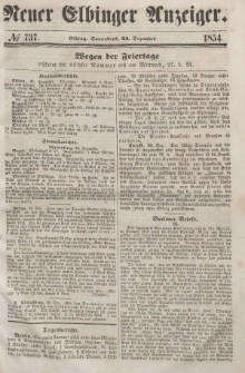 Neuer Elbinger Anzeiger, Nr. 737. Sonnabend, 23. Dezember 1854