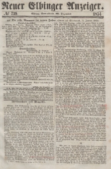 Neuer Elbinger Anzeiger, Nr. 739. Sonnabend, 30. Dezember 1854