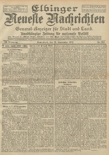 Elbinger Neueste Nachrichten, Nr. 222 Sonnabend 21 September 1912 64. Jahrgang