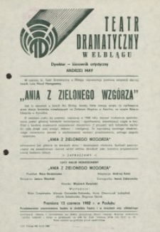 Ania z Zielonego Wzgórza – ulotka