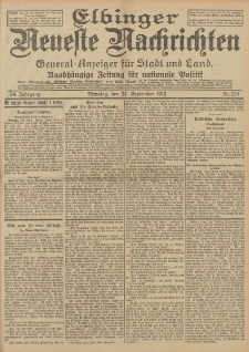 Elbinger Neueste Nachrichten, Nr. 224 Dienstag 24 September 1912 64. Jahrgang