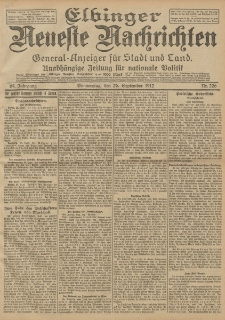 Elbinger Neueste Nachrichten, Nr. 226 Donnerstag 26 September 1912 64. Jahrgang
